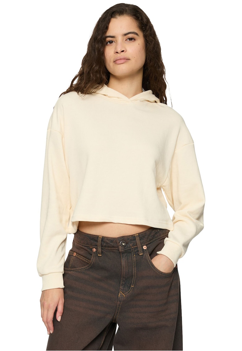 Hanorac crop cu maneci cazute - Maro nisip