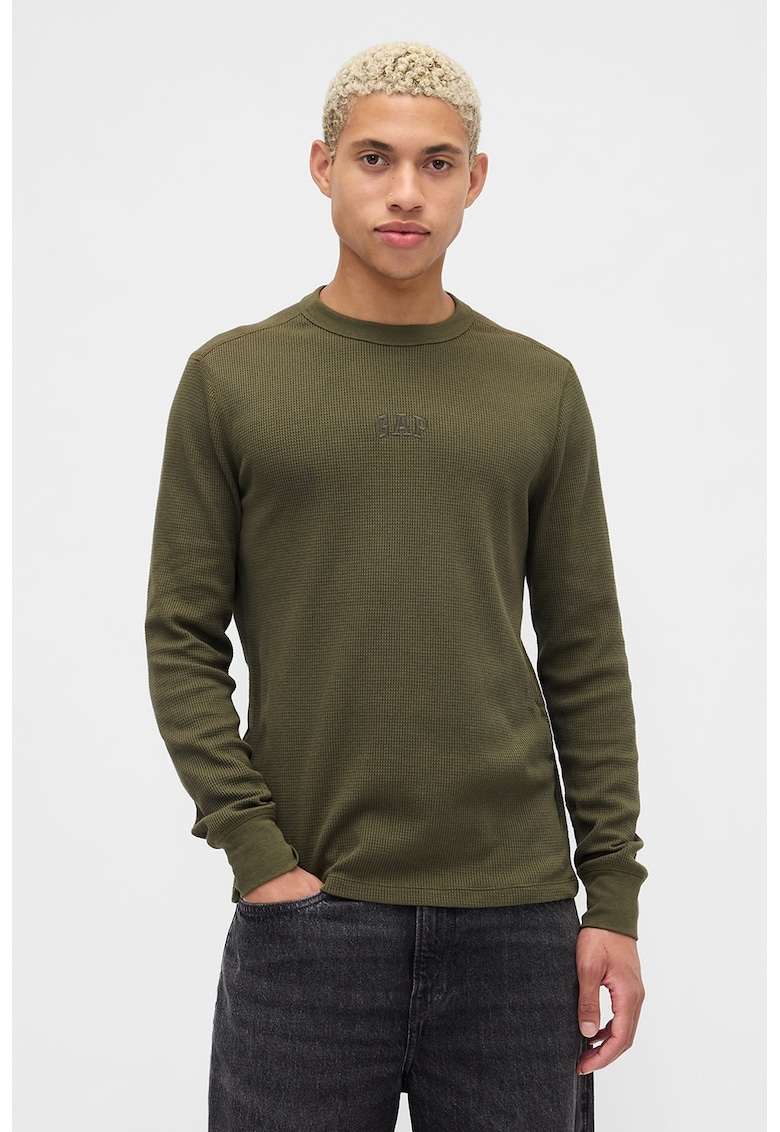 Bluza cu decolteu la baza gatului si broderie logo