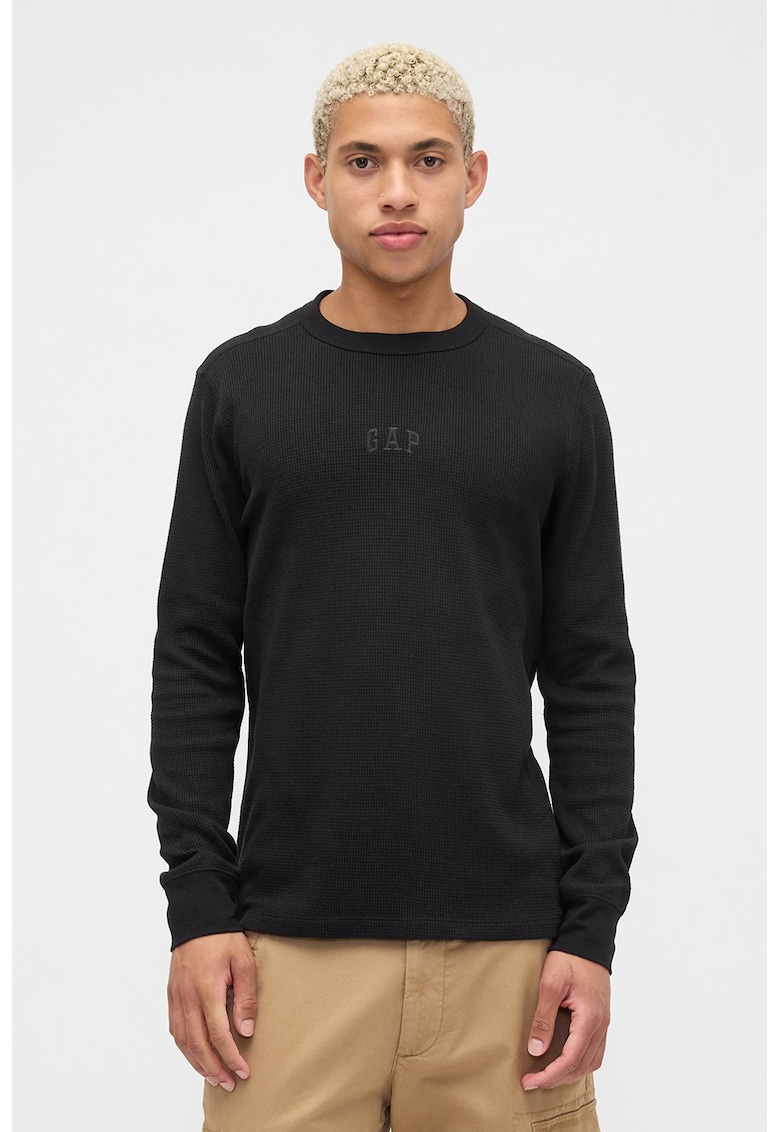 Bluza cu decolteu la baza gatului si broderie logo