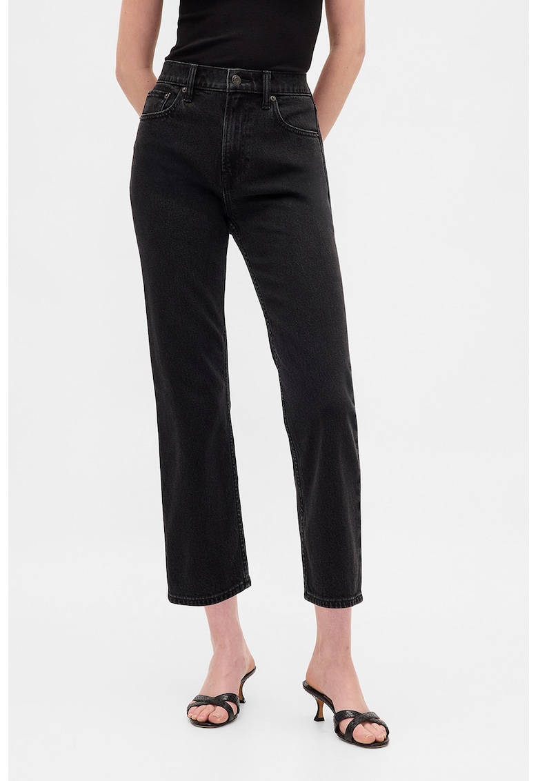 Blugi crop slim fit - Negru stins