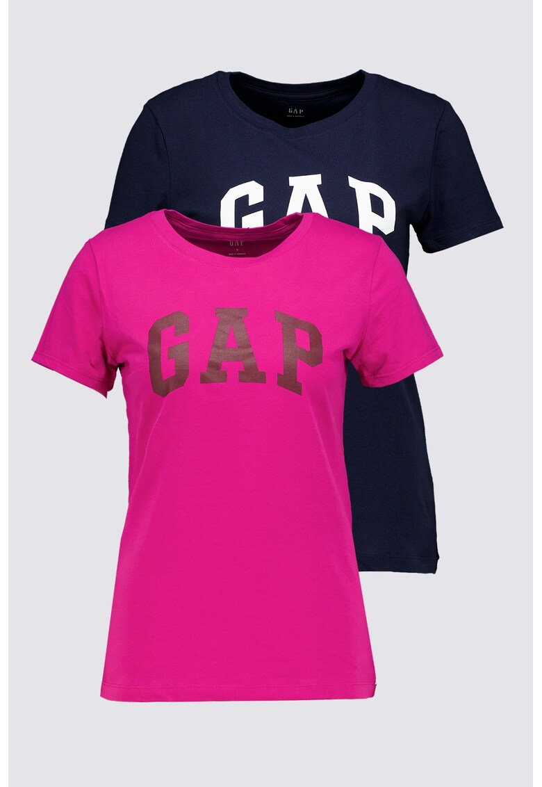 Set de tricouri cu imprimeu logo - 2 piese - Fucsia/Bleumarin