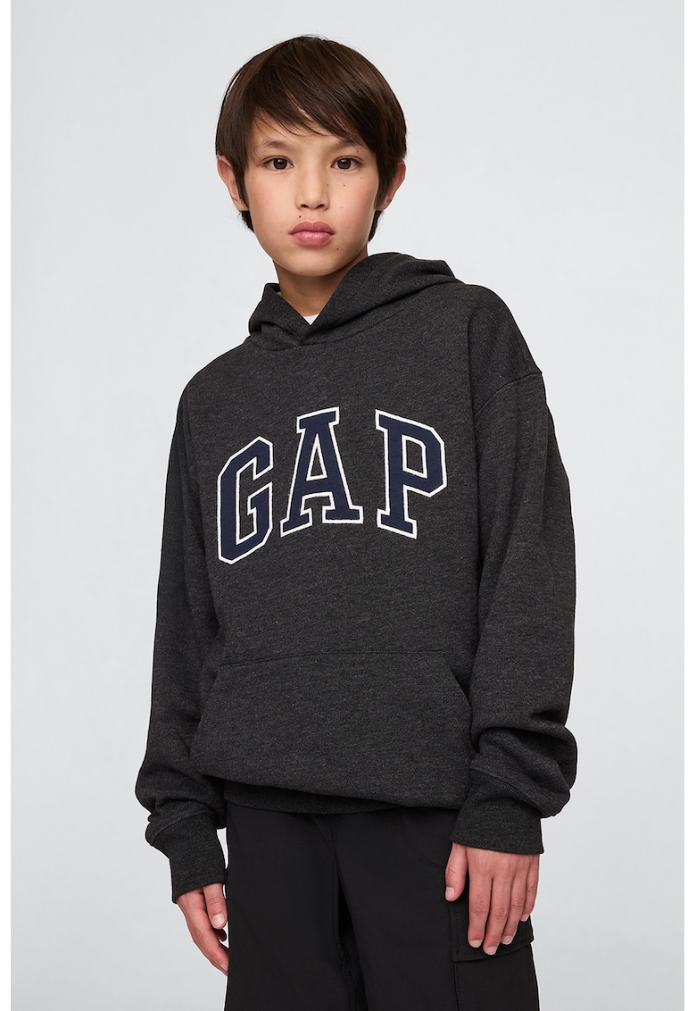 Hanorac lejer cu buzunare kangaroo - Gri inchis