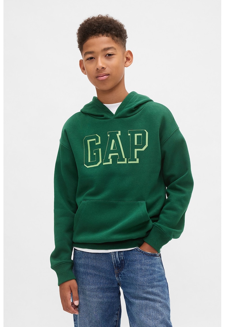 Hanorac din amestec de bumbac cu logo - Verde padure