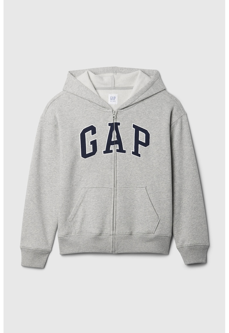 Hanorac cu fermoar si imprimeu logo contrastant