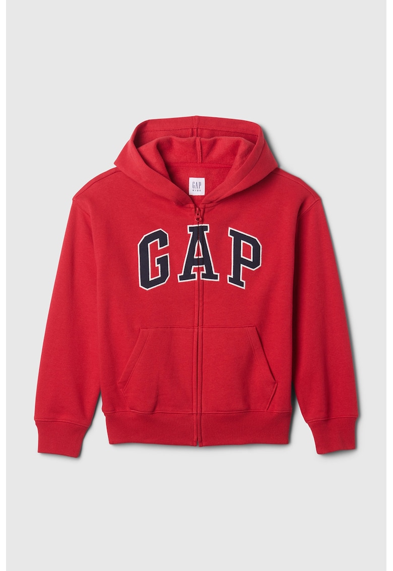 Hanorac din amestec de bumbac cu logo si fermoar