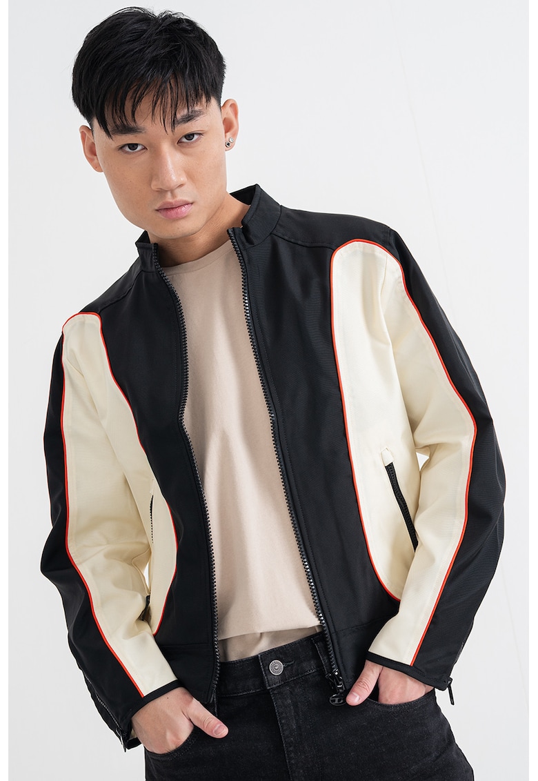 Jacheta cu model in doua tonuri J-Blink - Negru/Crem