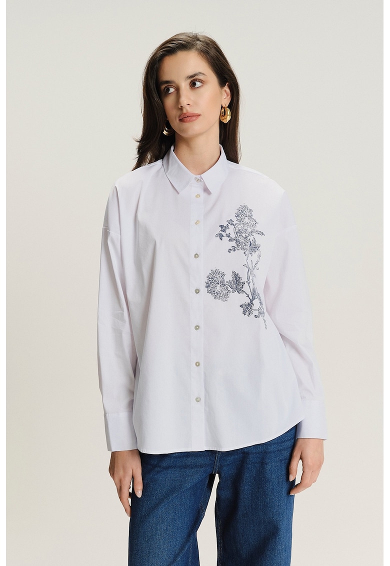 Camasa cu detaliu cu imprimeu floral si guler ascutit