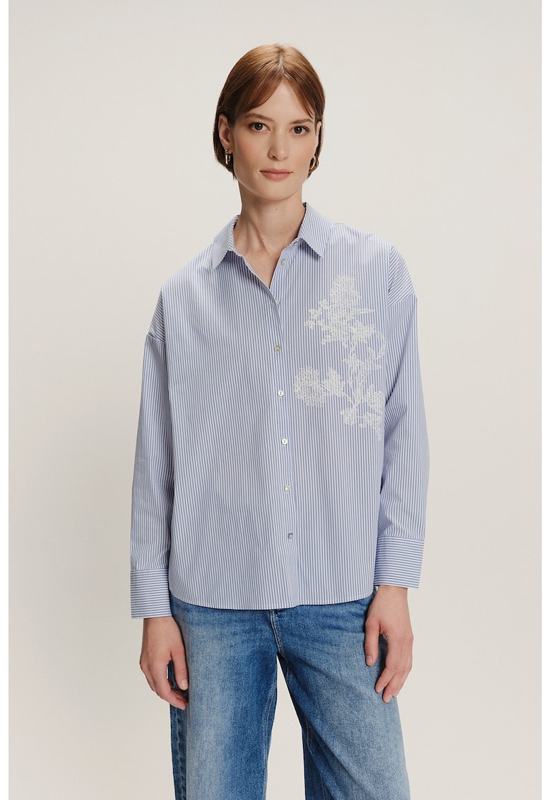 Camasa cu detaliu cu imprimeu floral si guler ascutit