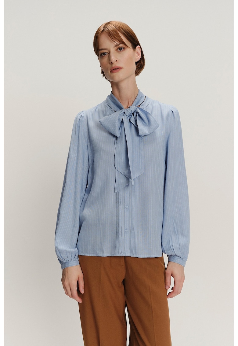 Camasa cu guler cu funda din panglici