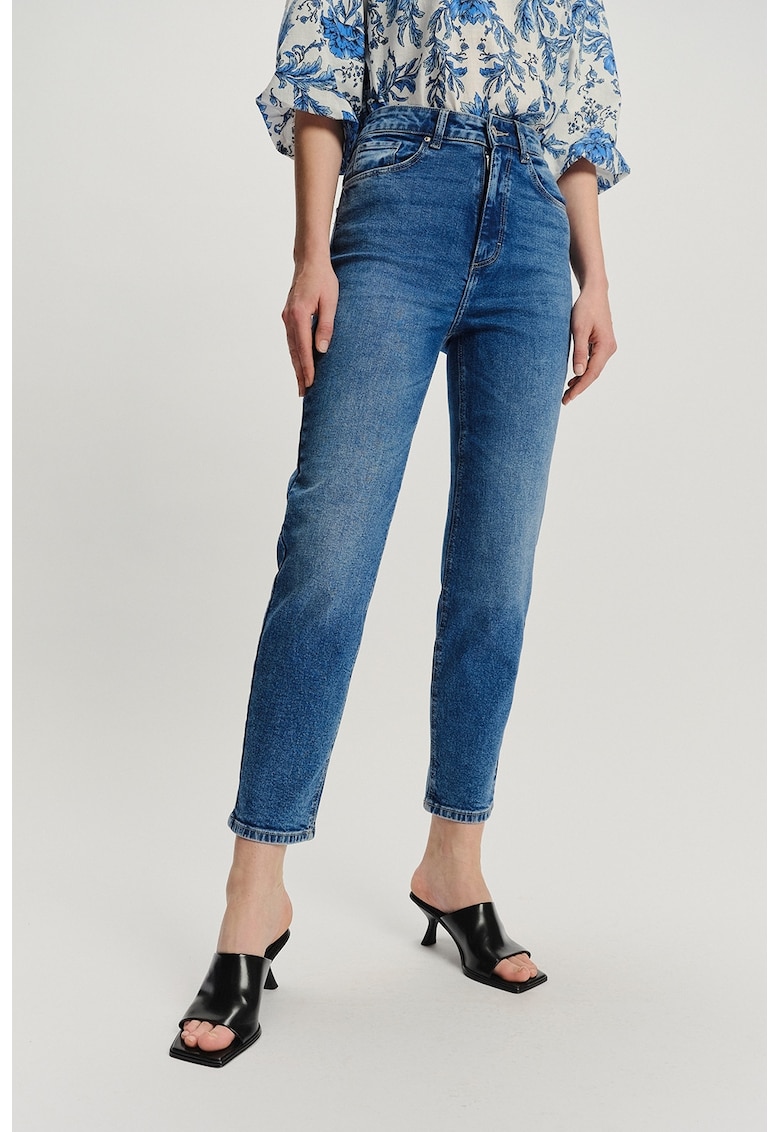 Blugi crop slim-fit din amestec de modal