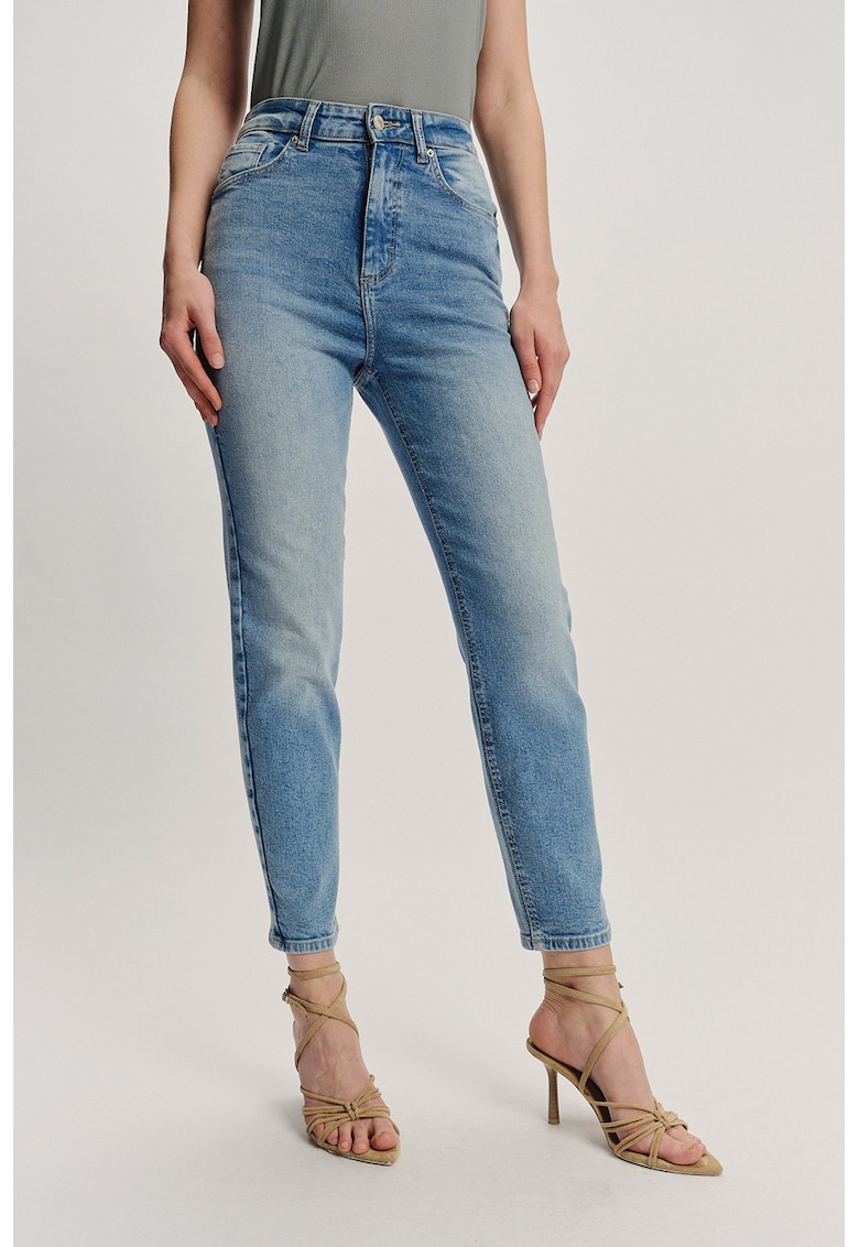 Blugi crop slim-fit din amestec de modal