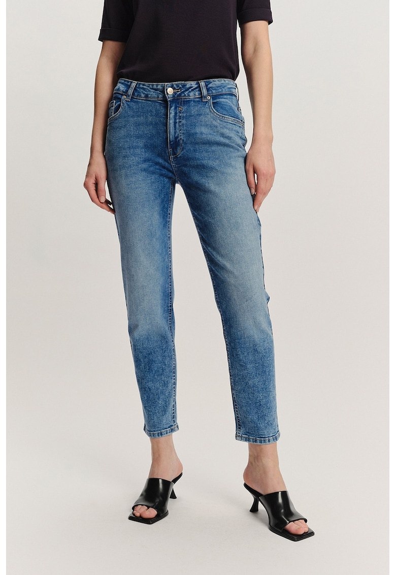 Blugi slim-fit din amestec de modal cu talie medie