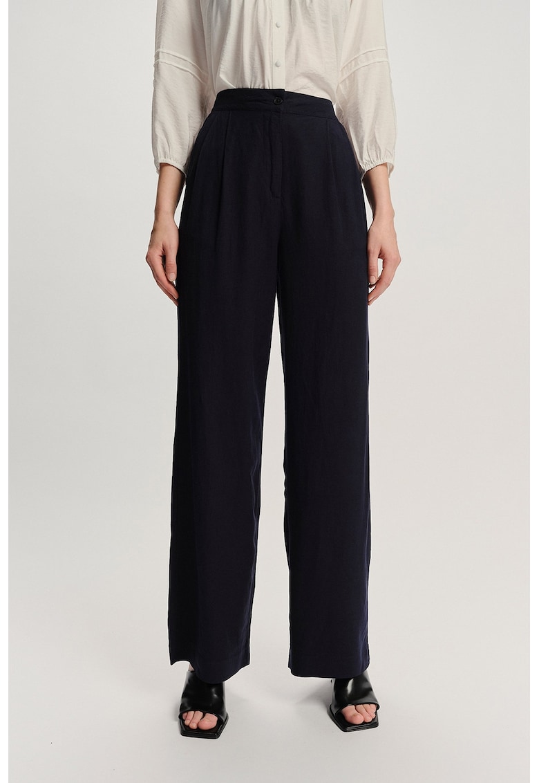 Pantaloni drepti cu talie inalta - Albastru ultramarin