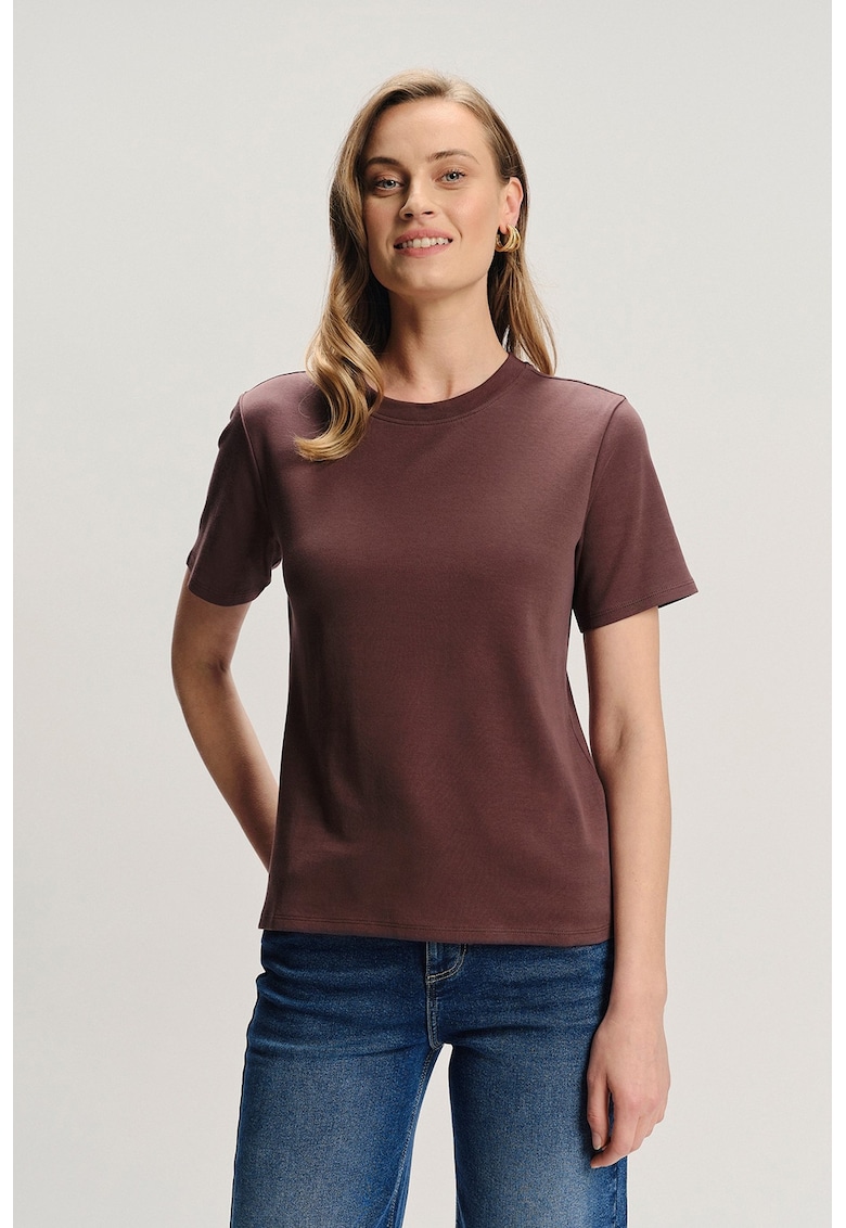 Tricou regular-fit cu model uni - Maro inchis
