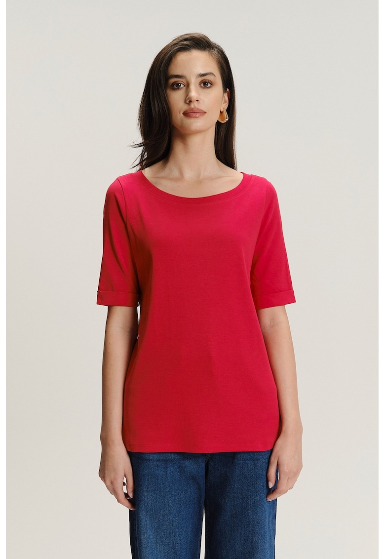 Tricou uni cu decolteu rotund - Rosu