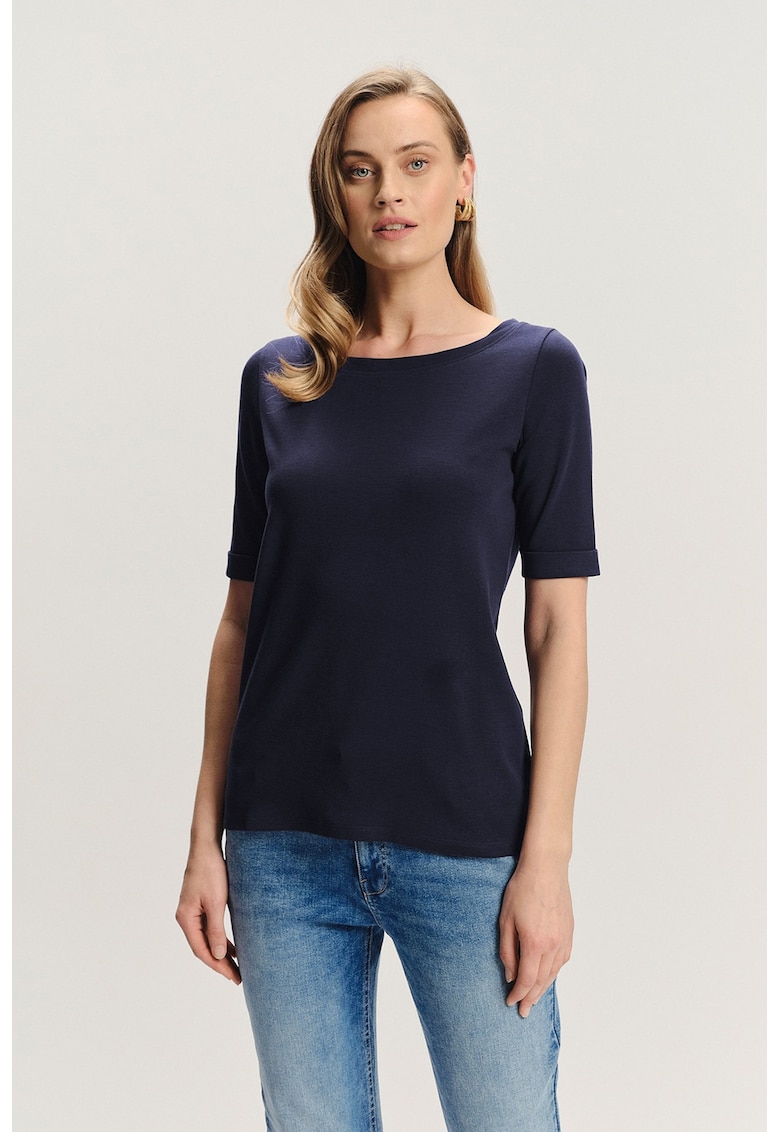 Tricou uni cu decolteu rotund - Albastru ultramarin