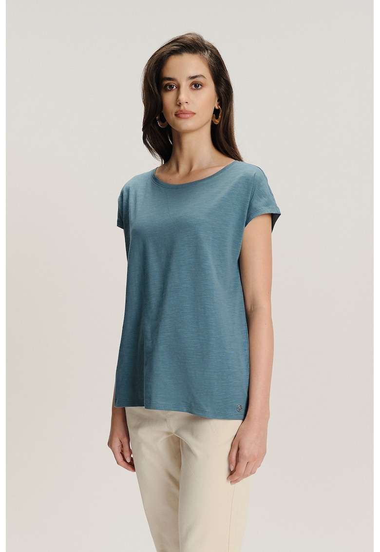 Tricou din bumbac cu decolteu rotund - Verde persan