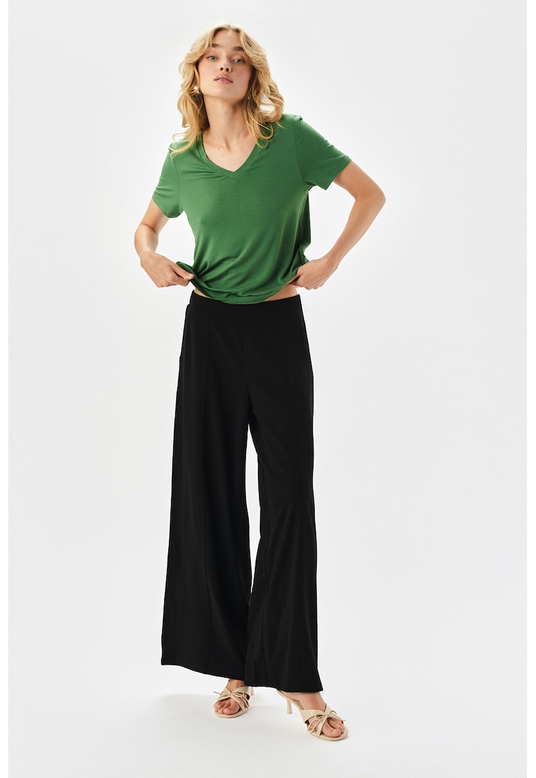 Tricou cu decolteu in V - Verde aquamarin