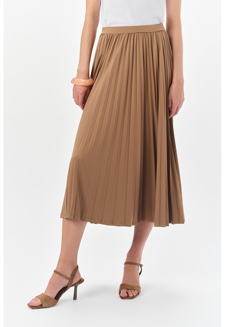 Fusta midi evazata cu model uni