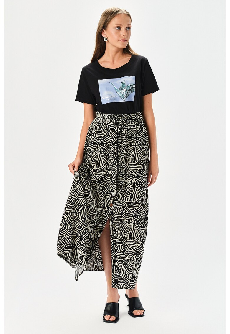 Fusta lunga dreapta cu model - Crem