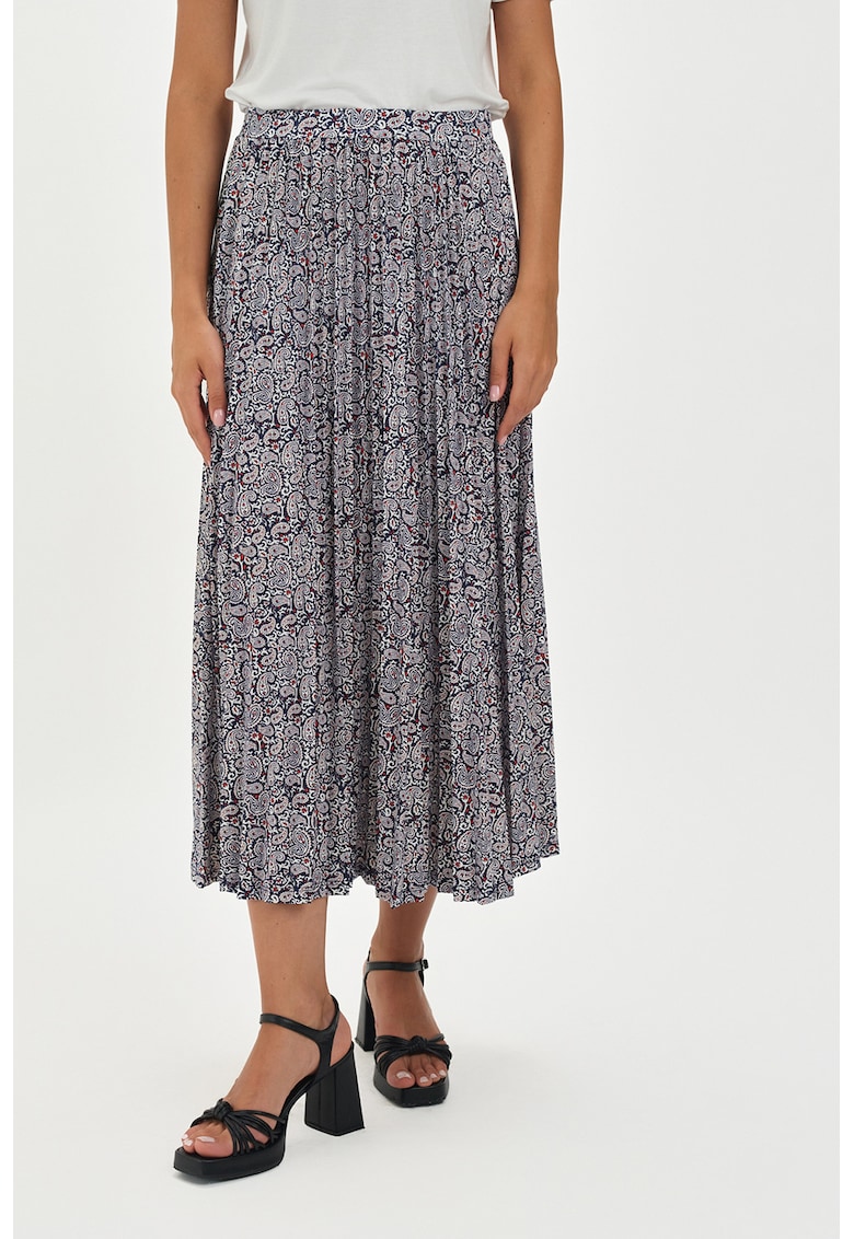 Fusta lunga dreapta - Rosu/Alb/Bleumarin