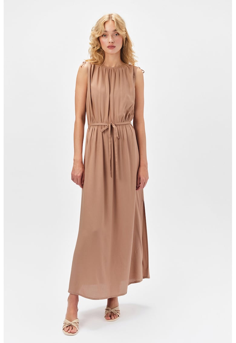 Rochie maxi dreapta cu cordon in talie