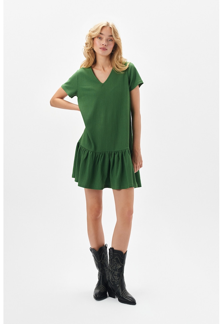 Rochie evazata cu maneci scurte - Verde aquamarin