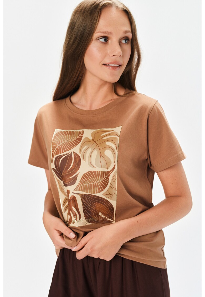 Tricou cu imprimeu grafic - Maro deschis