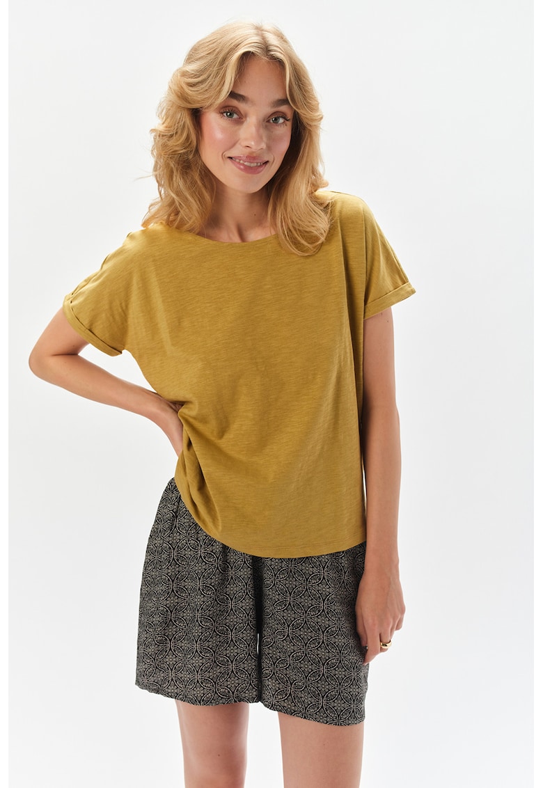 Tricou de bumbac cu decolteu rotund - Verde masliniu
