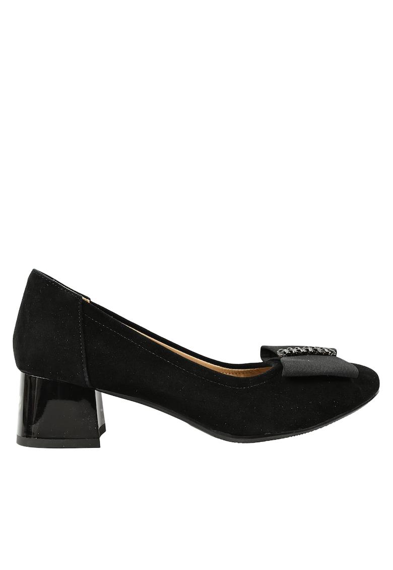 Pantofi eleganti - dama -  JI60020 negru - piele intoarsa - cu toc Pantofi eleganti - dama -  JI60020 negru - piele intoarsa - cu toc