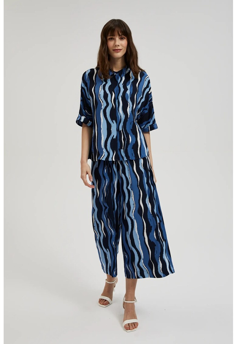 Pantaloni culotte cu imprimeu L-SP-4333 - Bleumarin