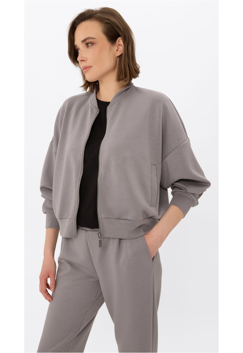 Hanorac bomber dama - Comfort Fit - B-Cherry - Gri