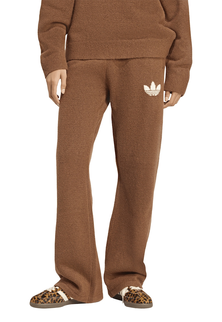Pantaloni cu detaliu monograma si snur - Maro