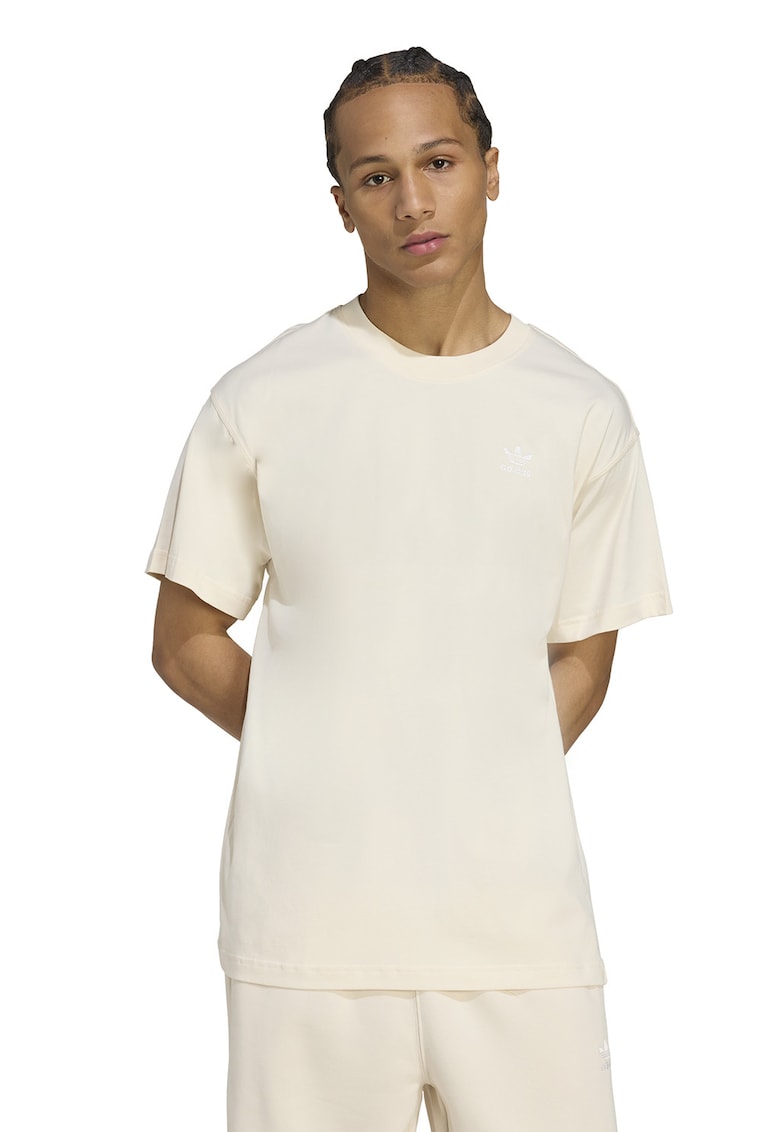 Tricou supradimensionat de bumbac cu logo Trefoil Essentials - Alb murdar