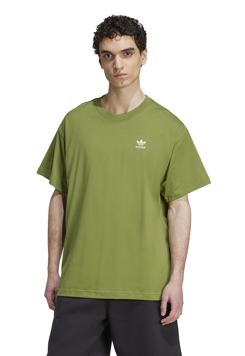 Tricou supradimensionat de bumbac cu logo Trefoil Essentials - Verde