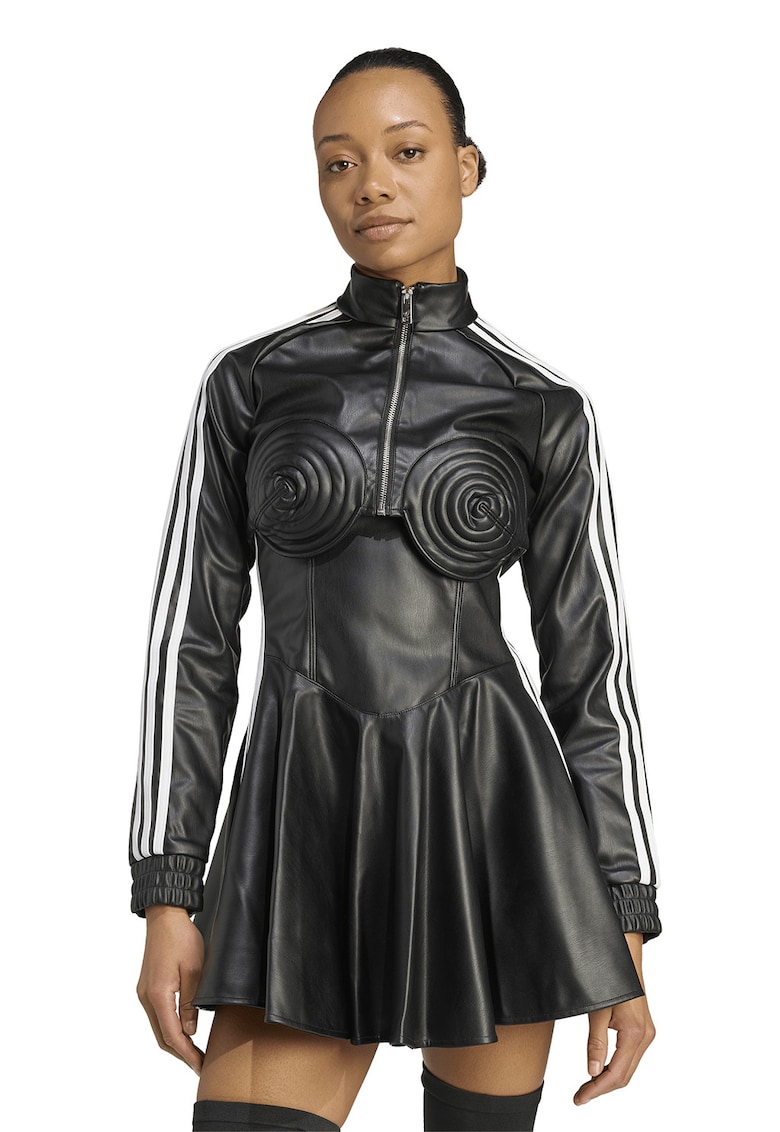 Jacheta crop din piele ecologica - Negru