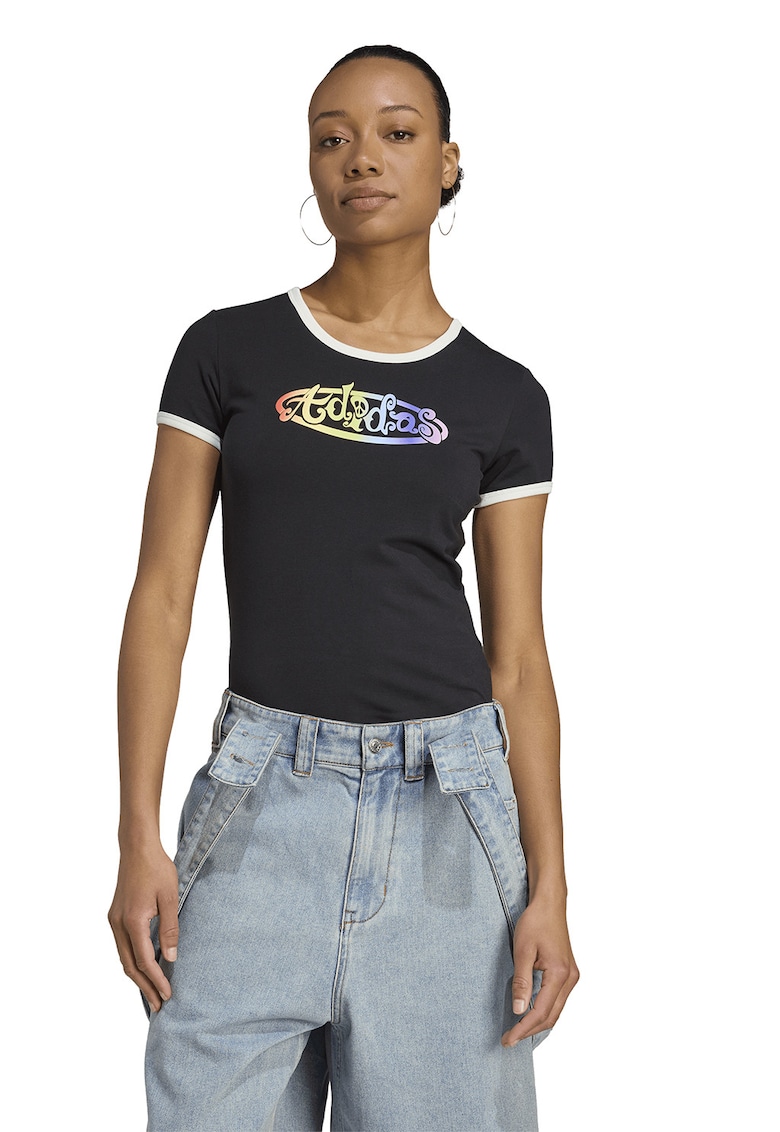 Tricou slim-fit din amestec de bumbac cu imprimeu logo