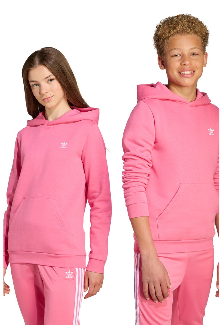 Hanorac din amestec de bumbac cu buzunar kangaroo - Roz pastel