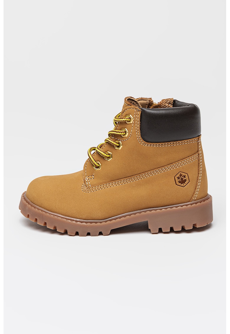 Ghete de piele intoarsa cu fermoar River - Maro/Galben sofran