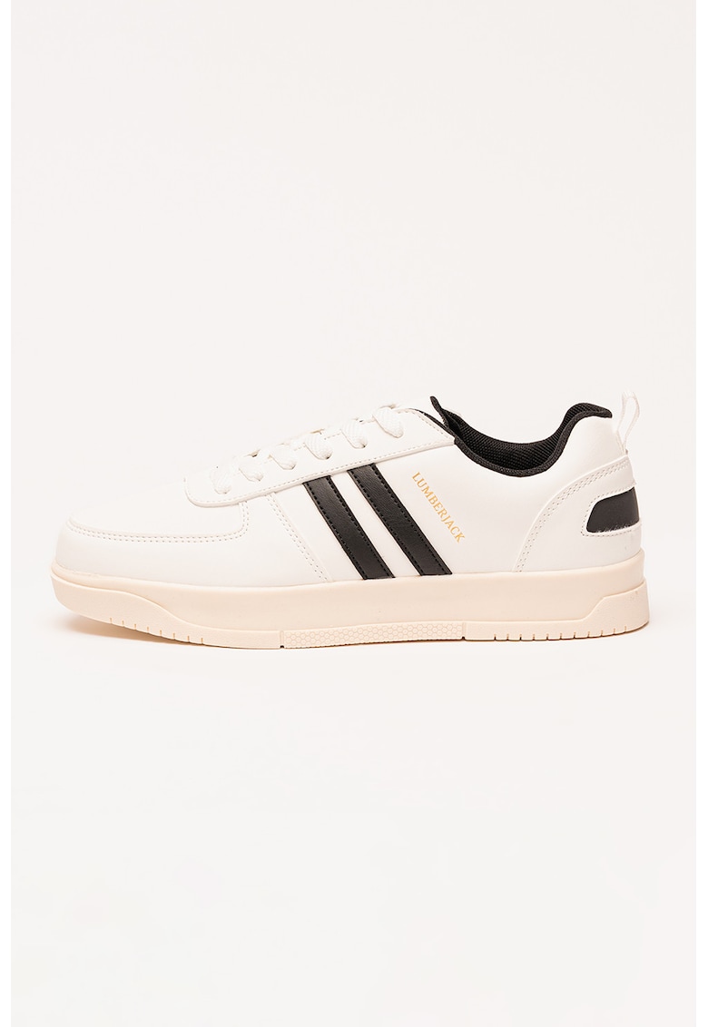 Pantofi sport low-cut de piele ecologica - Alb/Negru