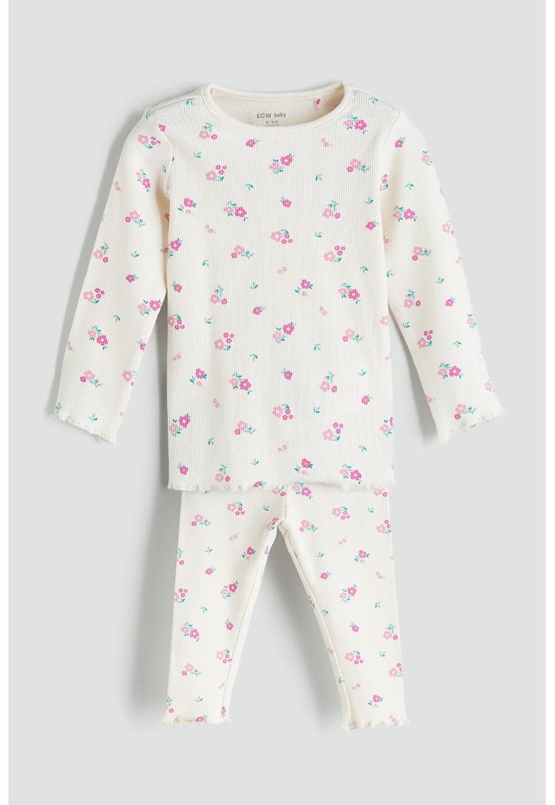 Pijama striata cu model floral