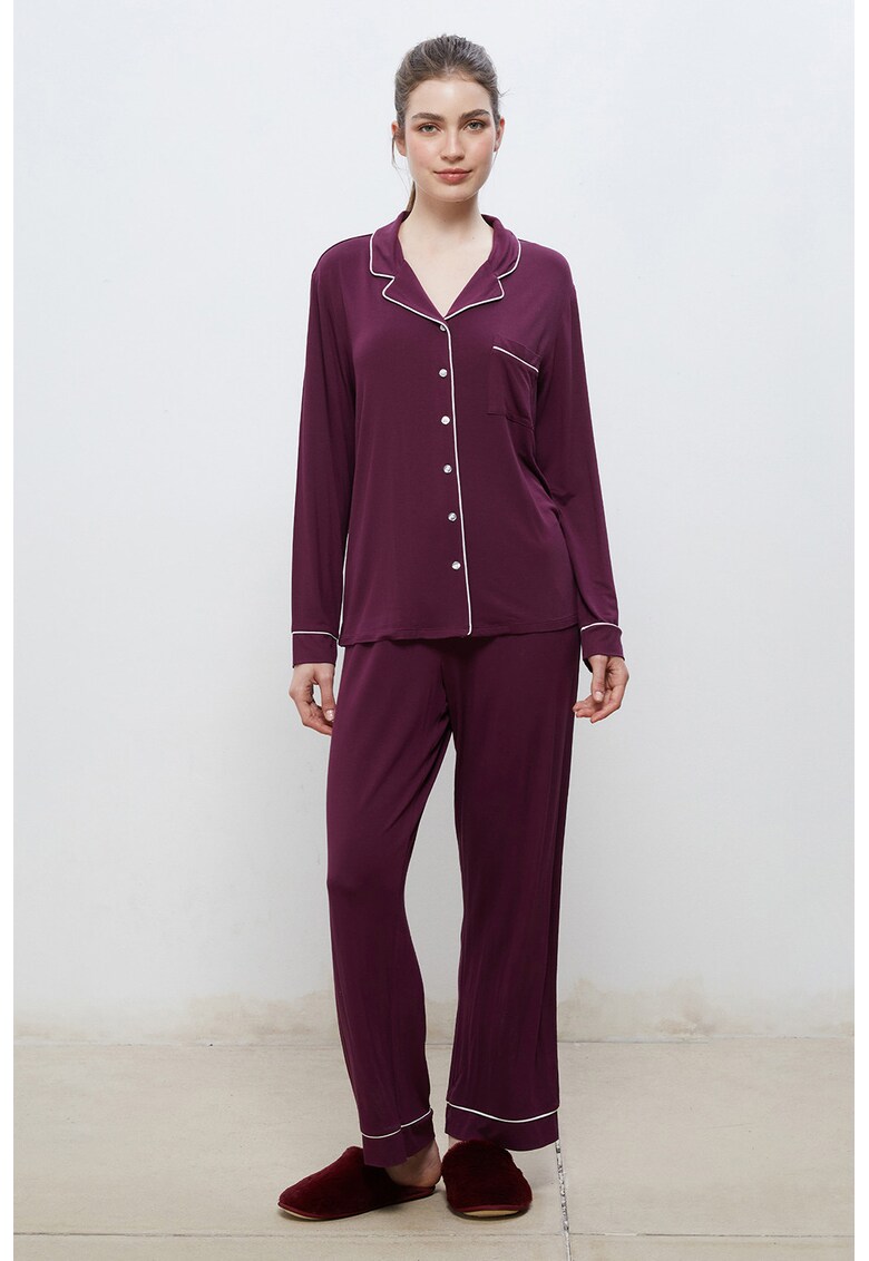 Pijama cu pantaloni lungi si banda elastica in talie