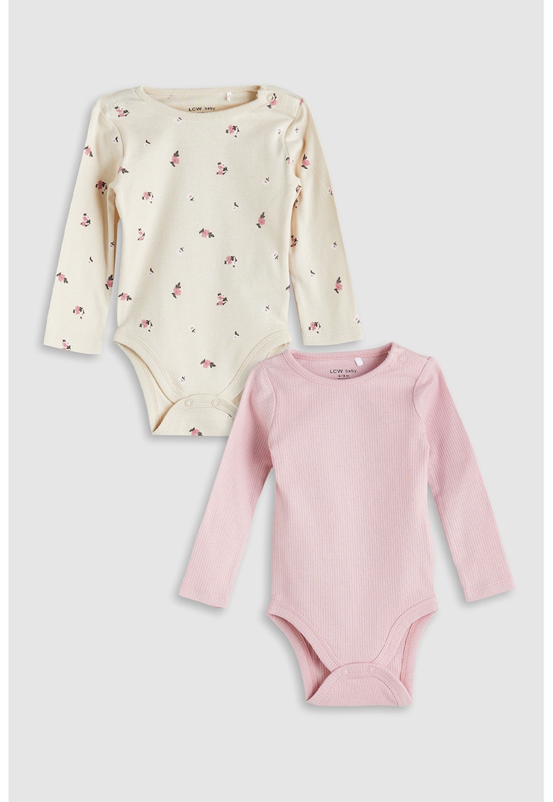 Set de body-uri uni cu model floral - 2 piese
