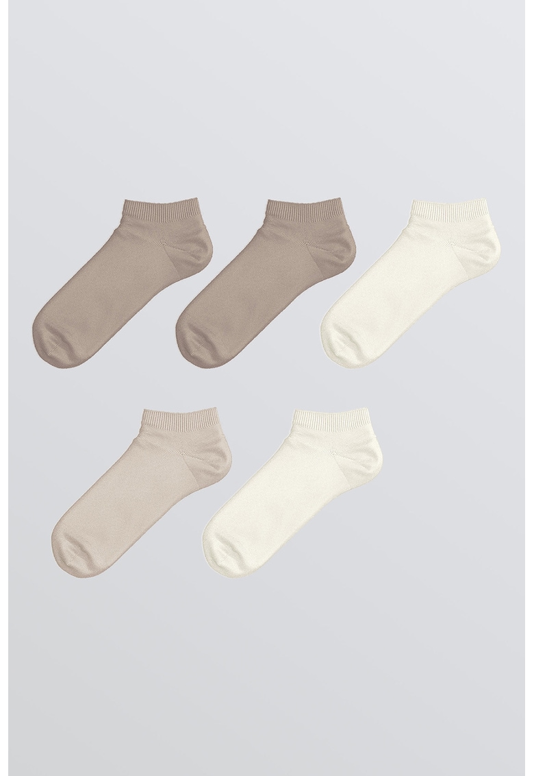 Set de sosete pana la glezna cu model uni - 5 perechi