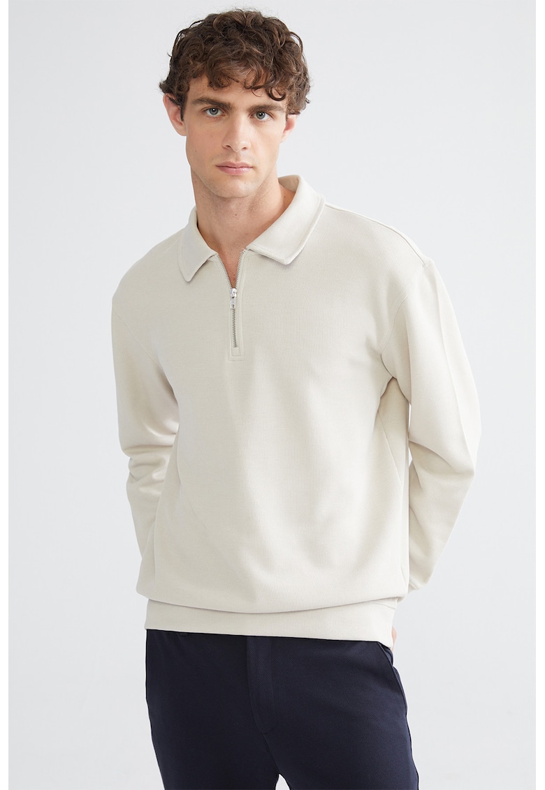 Bluza polo de trening cu fenta cu fermoar