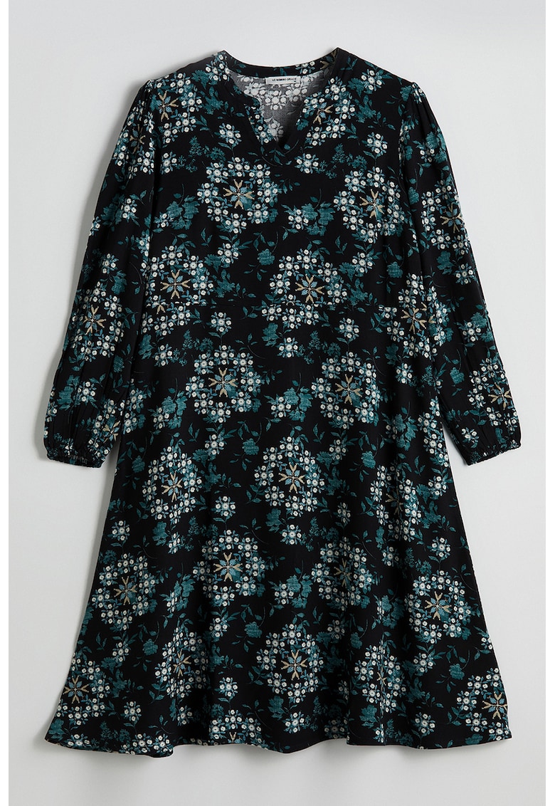 Rochie midi cu croiala in A si model floral