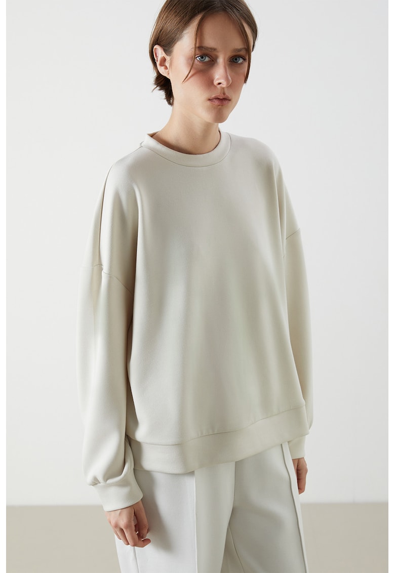 Bluza de trening cu maneci cazute - Alb murdar