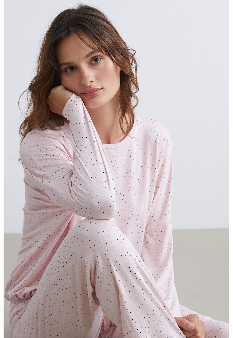 Pijama cu maneci lungi si buline Pijama cu maneci lungi si buline