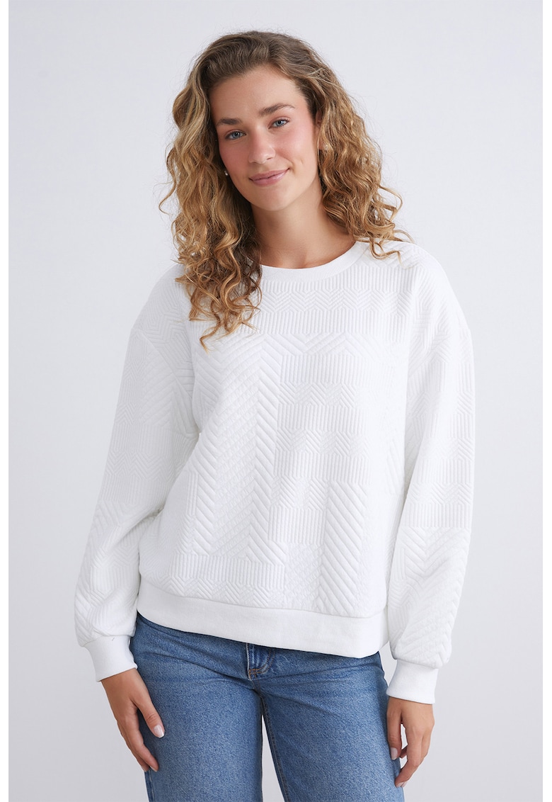 Bluza de trening texturata cu maneci cazute Bluza de trening texturata cu maneci cazute