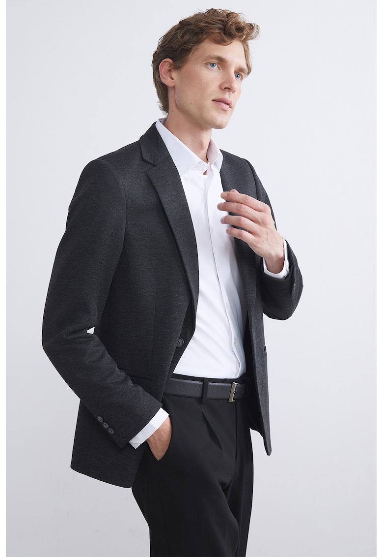 Sacou slim fit cu revere decupate